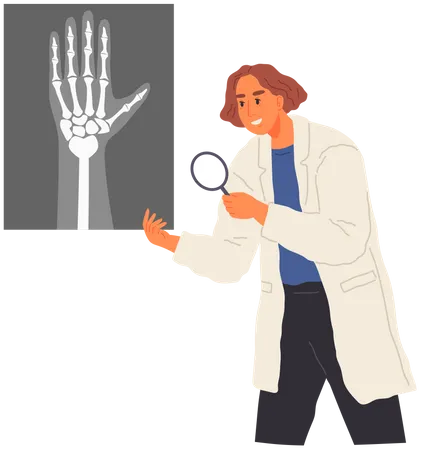 Ärztin betrachtet Röntgenbild  Illustration