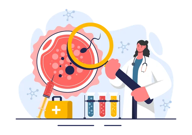 Ärztin überprüft Sperma  Illustration