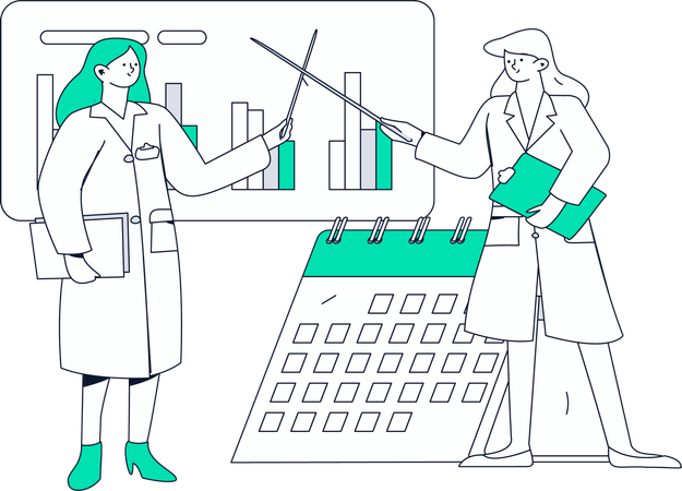 Ärztinnen bei medizinischen Analysen  Illustration