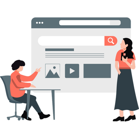 As meninas estão falando sobre desenvolvimento de sites  Illustration