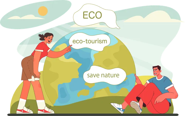 As pessoas estão incentivando o ecoturismo  Ilustração