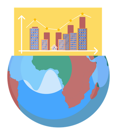 Ascending graph of city buildings statistical diagram  Illustration