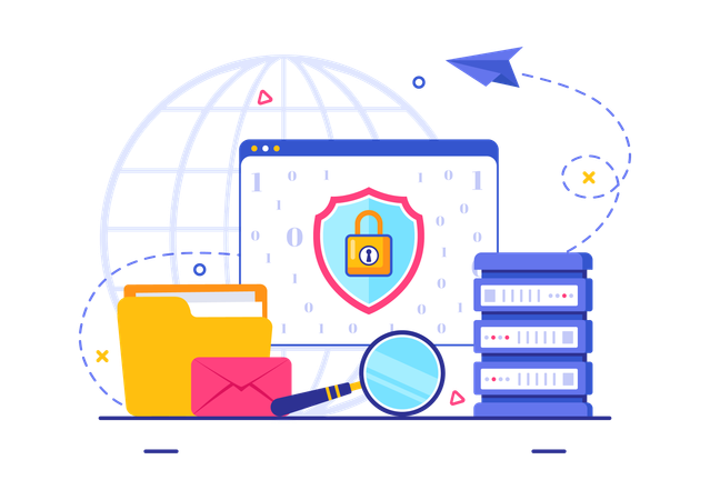 Protección de datos empresariales en bases de datos  Ilustración