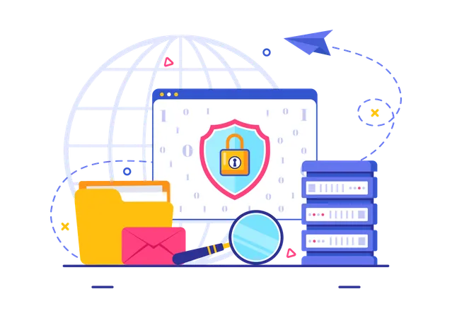 Protección de datos empresariales en bases de datos  Ilustración