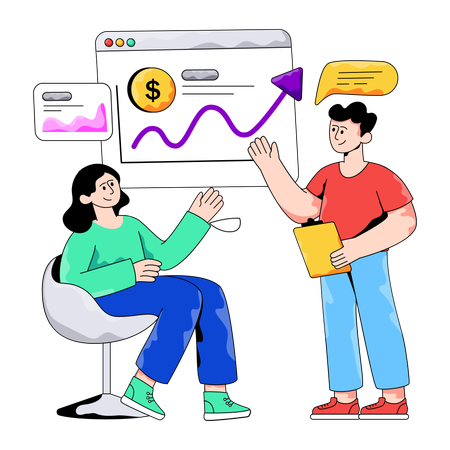 Asesor financiero asesora a empleado  Ilustración