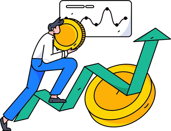 Asesor financiero trabajando en análisis de mercado  Ilustración