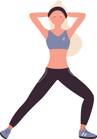Asesor de fitness femenino haciendo ejercicio  Ilustración