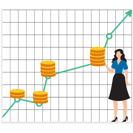 Asesores financieros explicando gráficos del mercado de valores  Ilustración