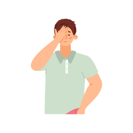 Ashamed or disappointed man covering his face  Illustration