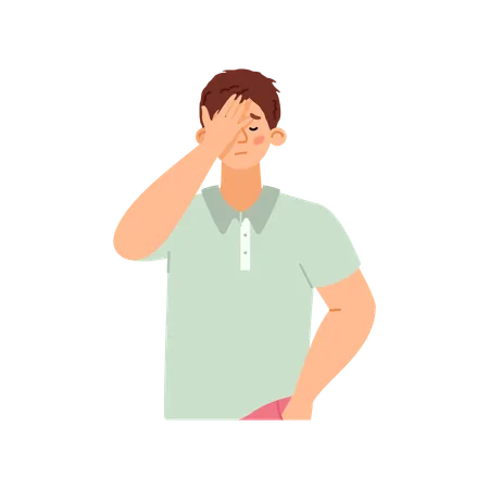 Ashamed or disappointed man covering his face  Illustration