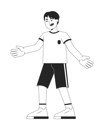 Asian boy wearing soccer sports uniform  Illustration