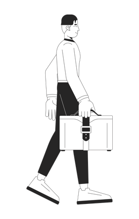 Asian businessman walking confidently with briefcase  Illustration