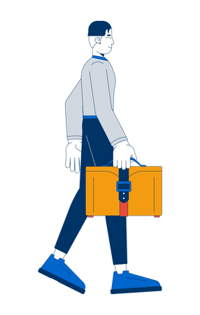 Asian businessman walking confidently with briefcase  Illustration