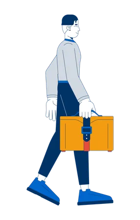 Asian businessman walking confidently with briefcase  Illustration