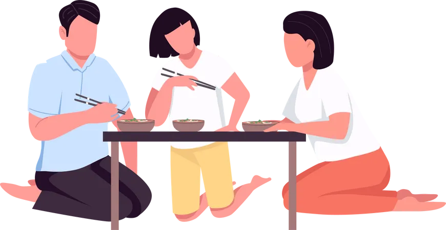 Asian family dinner  Illustration