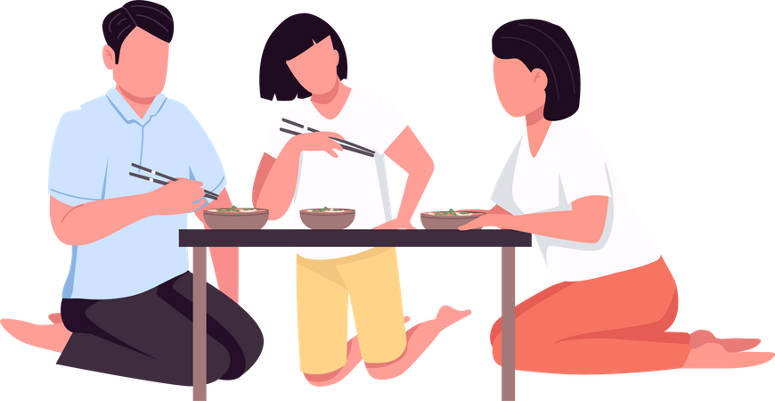 Asian family dinner  Illustration