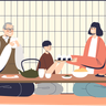 free family dinner together illustrations