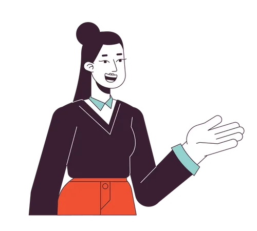Asian female office worker recommend opinion  Illustration