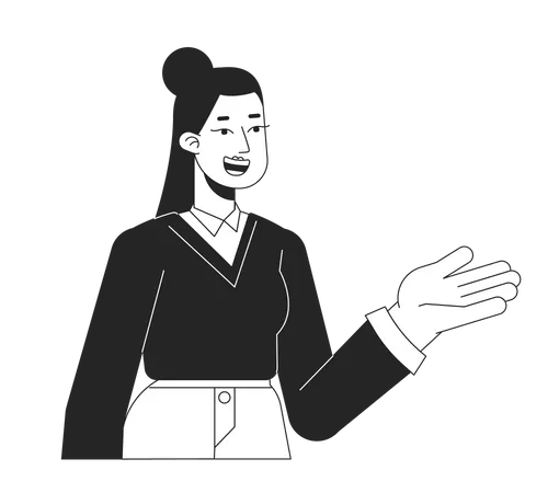 Asian female office worker recommend opinion  Illustration