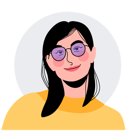 Asian girl wearing glasses  Illustration