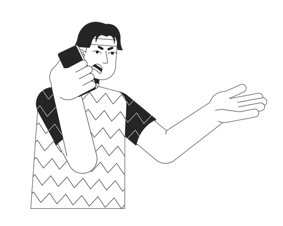 Asian man arguing on smartphone  Illustration