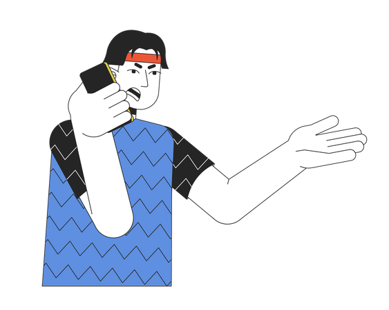 Asian man arguing on smartphone  Illustration