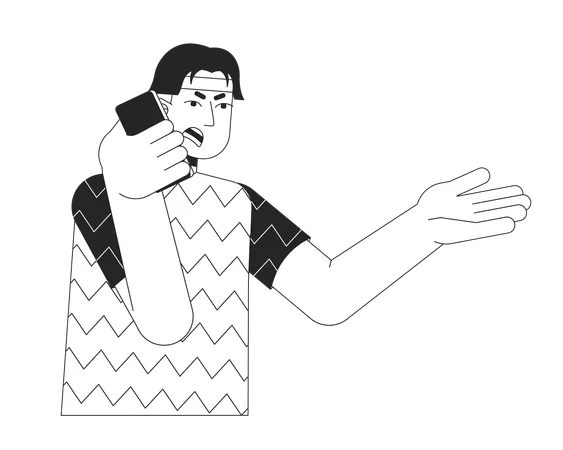 Asian man arguing on smartphone  Illustration