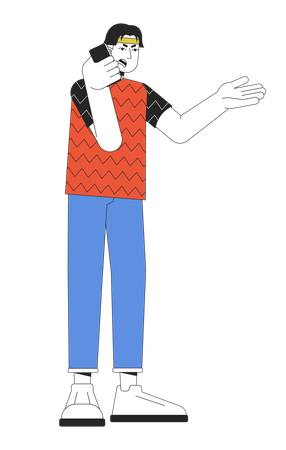 Asian man arguing on smartphone  Illustration