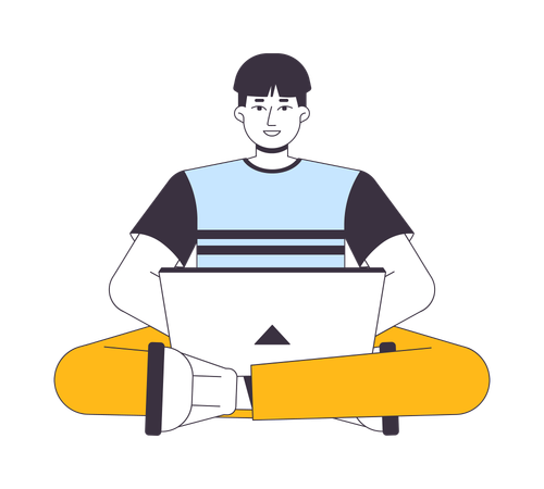Asian man with notebook  Illustration