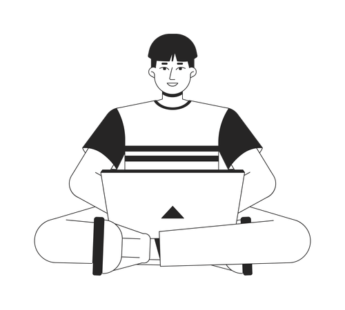 Asian man with notebook  Illustration
