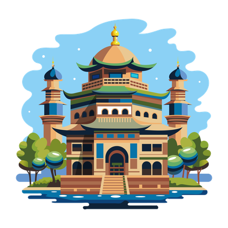 Asian Mosque  Illustration