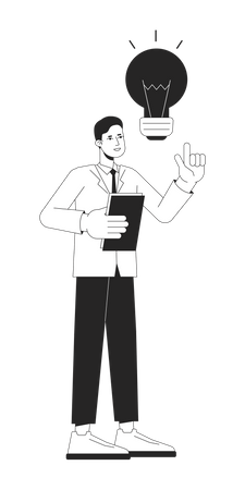 Asian office worker eureka idea  Illustration