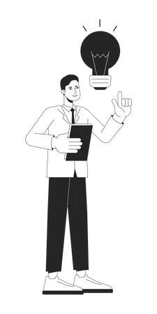 Asian office worker eureka idea  Illustration