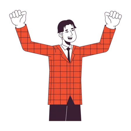 Asian office worker with hands up  Illustration