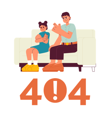 Asian parent scolding child error 404 flash message  Illustration