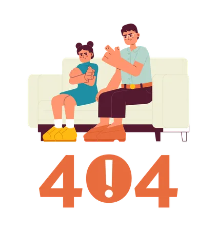 Asian parent scolding child error 404 flash message  Illustration