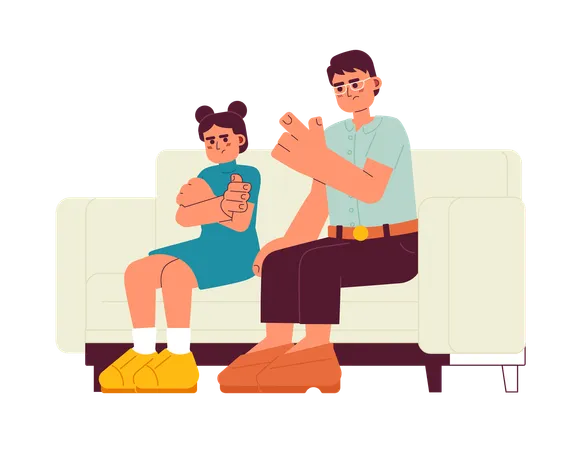 Asian parent scolding child  Illustration