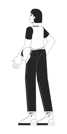 Asian repair woman standing back view  Illustration
