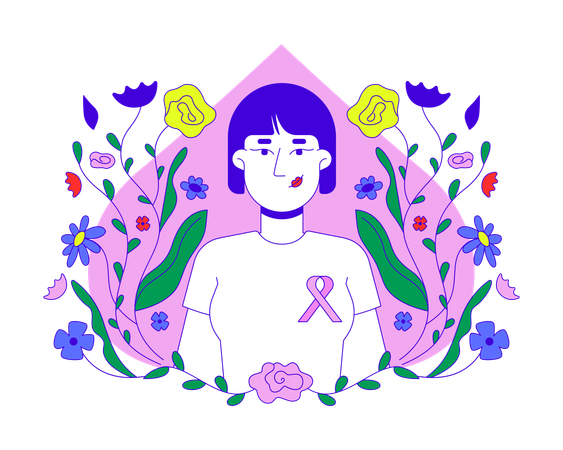 Asian woman promoting breast cancer awareness  Illustration