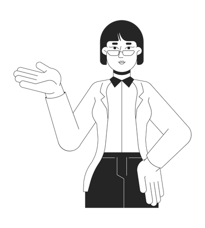 Asian woman with explaining gesture  Illustration