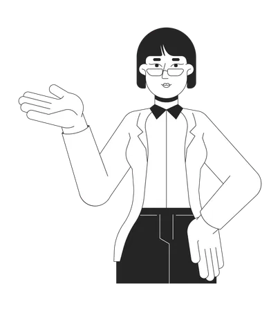 Asian woman with explaining gesture  Illustration