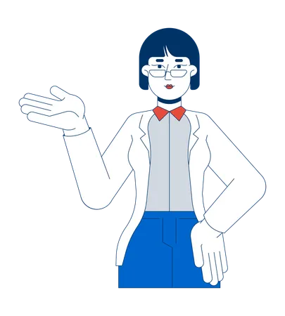 Asian woman with explaining gesture  Illustration