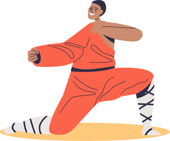 Asian wrestler in costume for match competition  Illustration