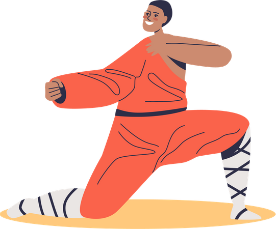 Asian wrestler in costume for match competition  Illustration