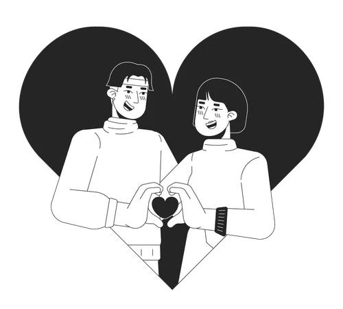 Asian young adults meeting soulmate 14 february  Illustration