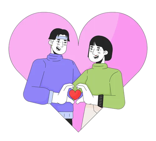 Asian young adults meeting soulmate 14 february  Illustration