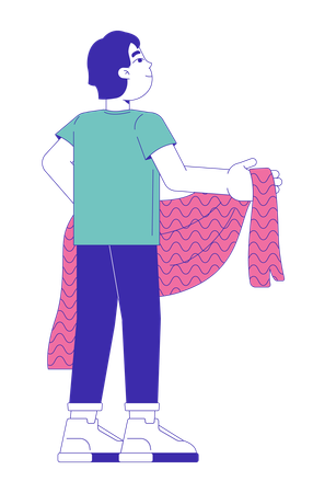 Asian young boy holding blanket  Illustration