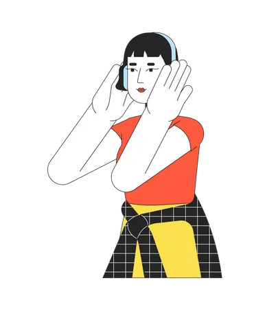 Écouteurs asiatiques pour adolescentes  Illustration