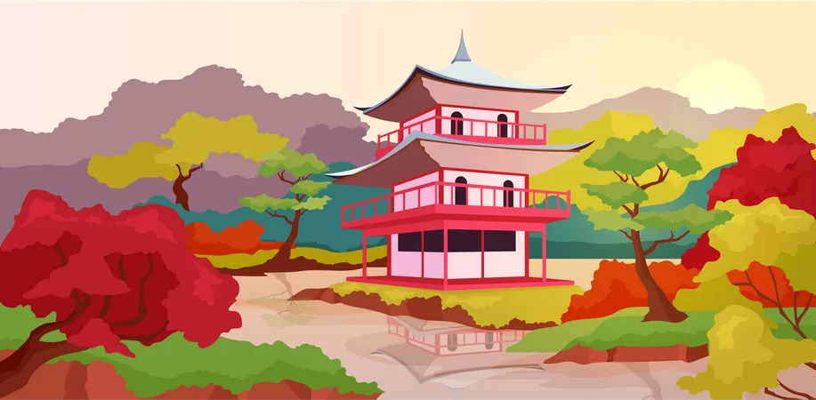 Asiatische Pagode  Illustration