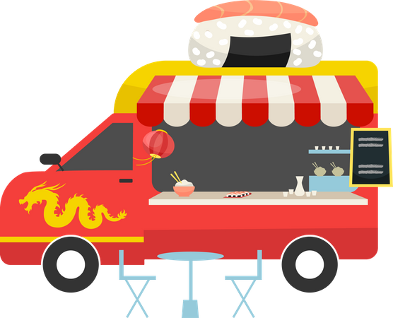 Asiatischer Fusion-Foodtruck  Illustration